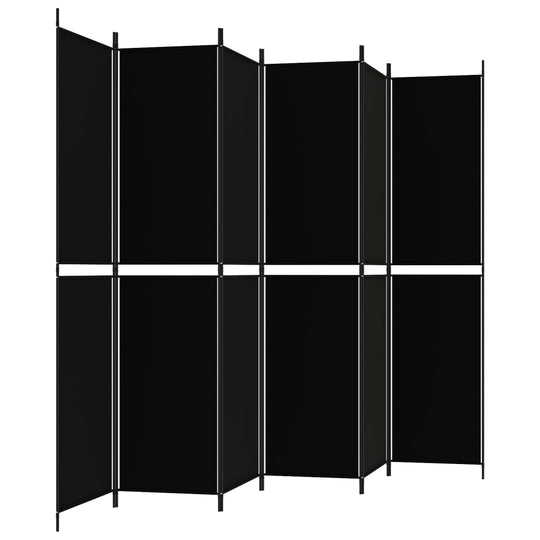 6-Panel Room Divider Black 300x220 cm Fabric