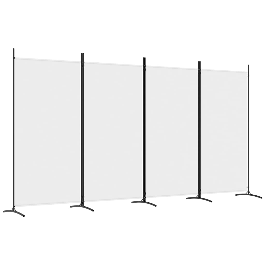 4-Panel Room Divider White 346x180 cm Fabric