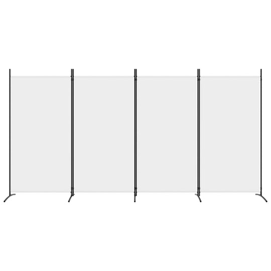 4-Panel Room Divider White 346x180 cm Fabric