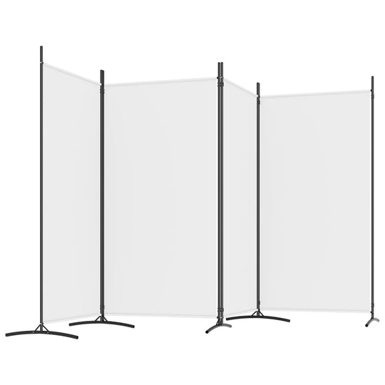 4-Panel Room Divider White 346x180 cm Fabric