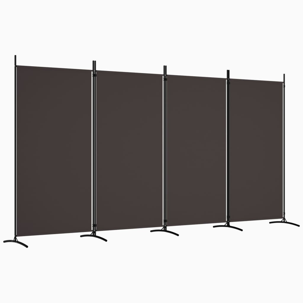 4-Panel Room Divider Brown 346x180 cm Fabric