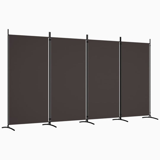 4-Panel Room Divider Brown 346x180 cm Fabric