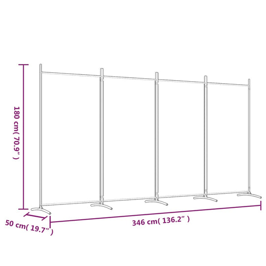 4-Panel Room Divider Anthracite 346x180 cm Fabric