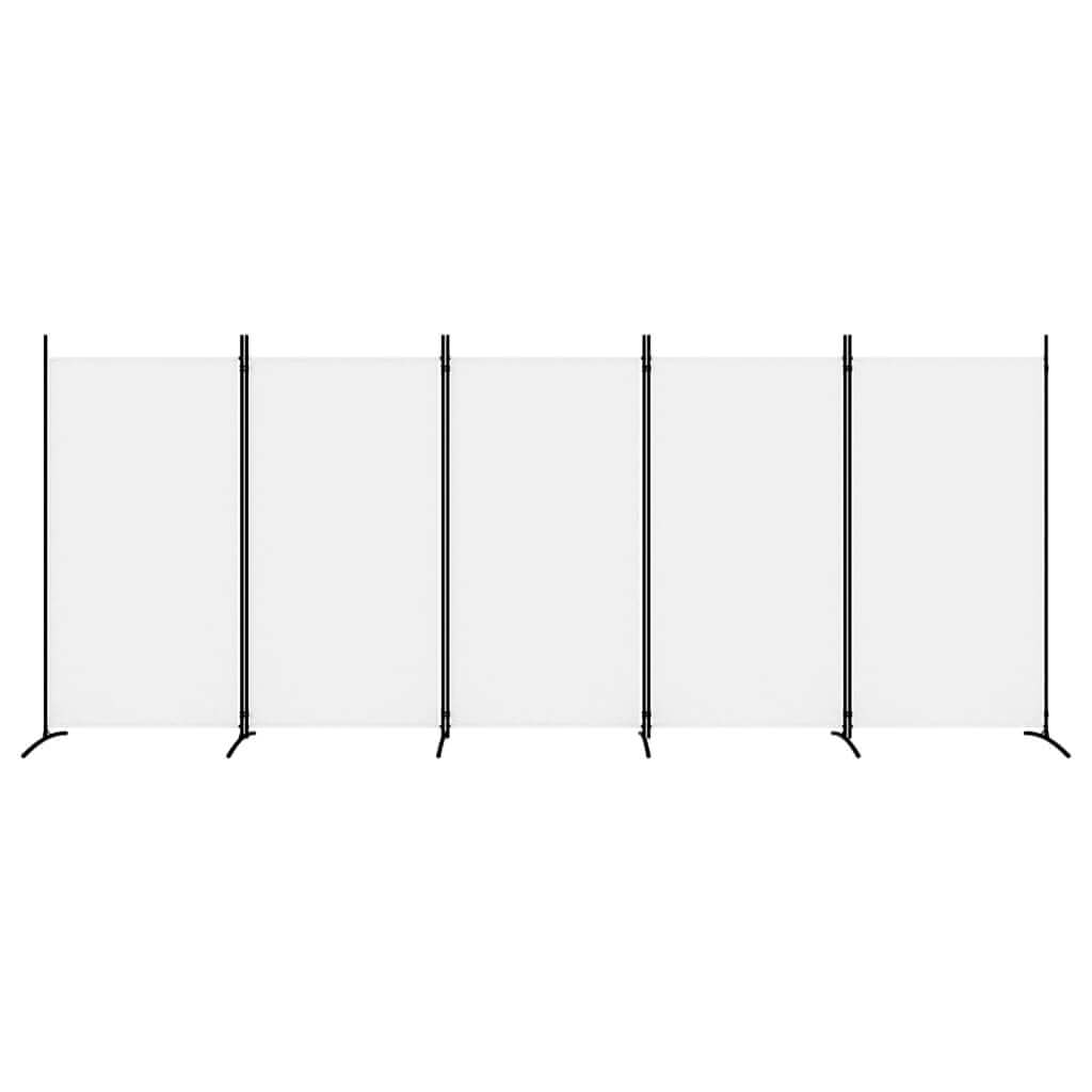 5-Panel Room Divider White 433x180 cm Fabric