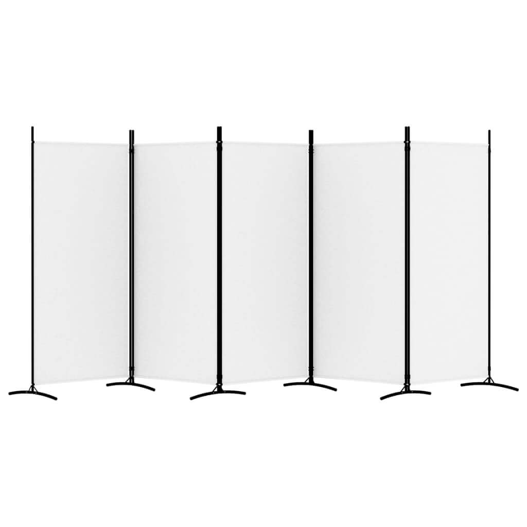 5-Panel Room Divider White 433x180 cm Fabric