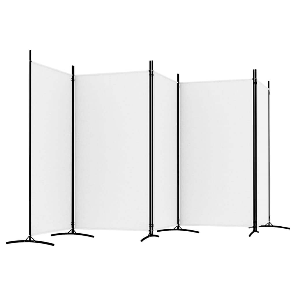 5-Panel Room Divider White 433x180 cm Fabric