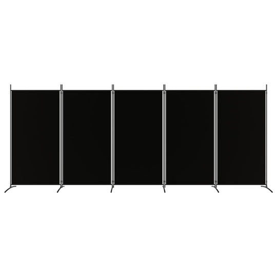 5-Panel Room Divider Black 433x180 cm Fabric