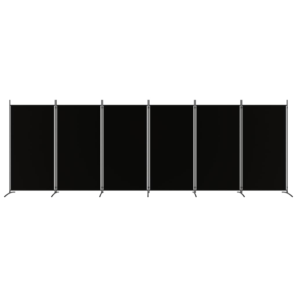 6-Panel Room Divider Black 520x180 cm Fabric