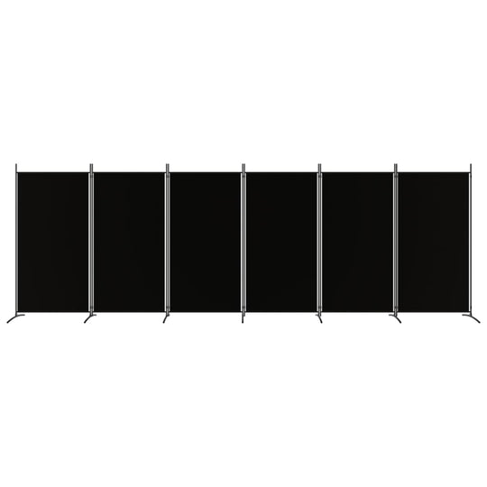 6-Panel Room Divider Black 520x180 cm Fabric