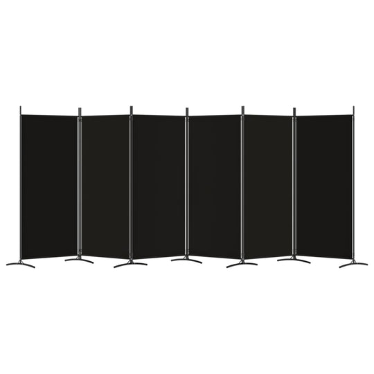 6-Panel Room Divider Black 520x180 cm Fabric