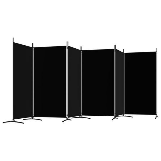 6-Panel Room Divider Black 520x180 cm Fabric