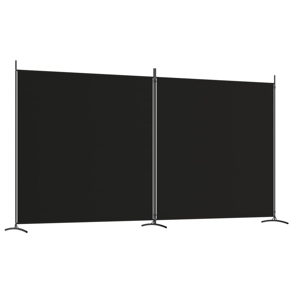 2-Panel Room Divider Black 348x180 cm Fabric