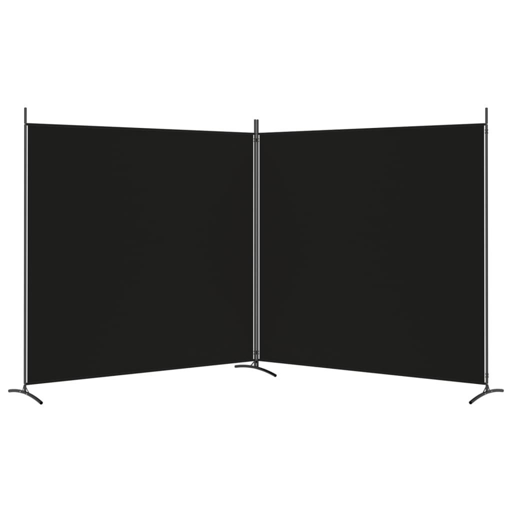 2-Panel Room Divider Black 348x180 cm Fabric