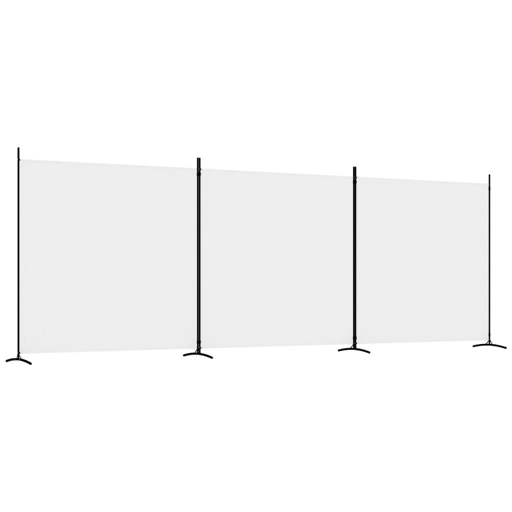 3-Panel Room Divider White 525x180 cm Fabric