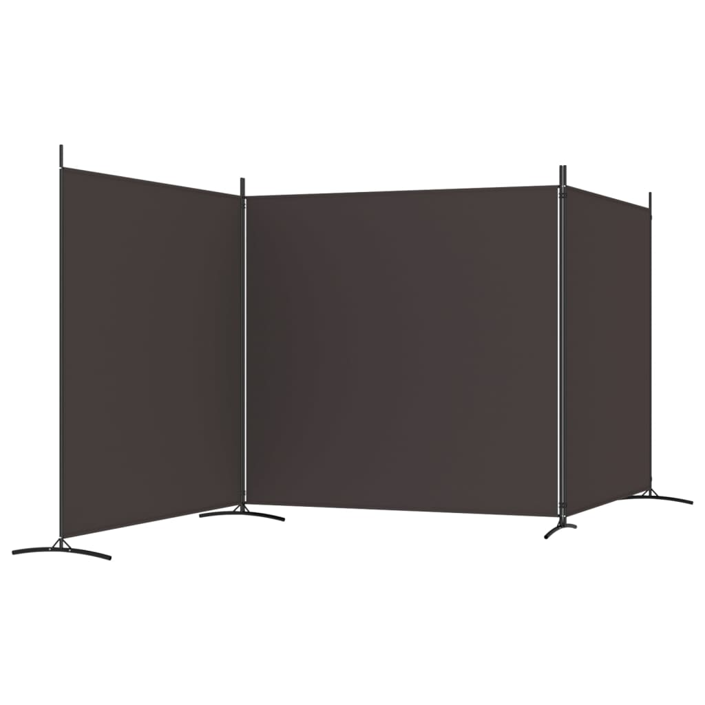 3-Panel Room Divider Brown 525x180 cm Fabric