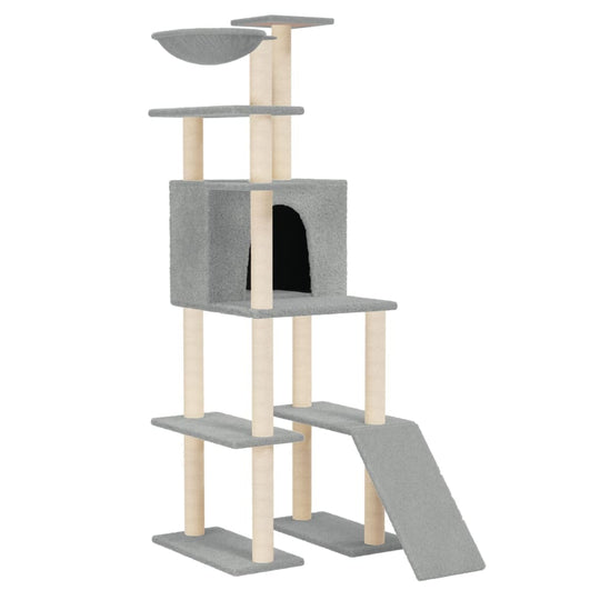 Cat Tree with Sisal Scratching Posts Light Grey 166 cm