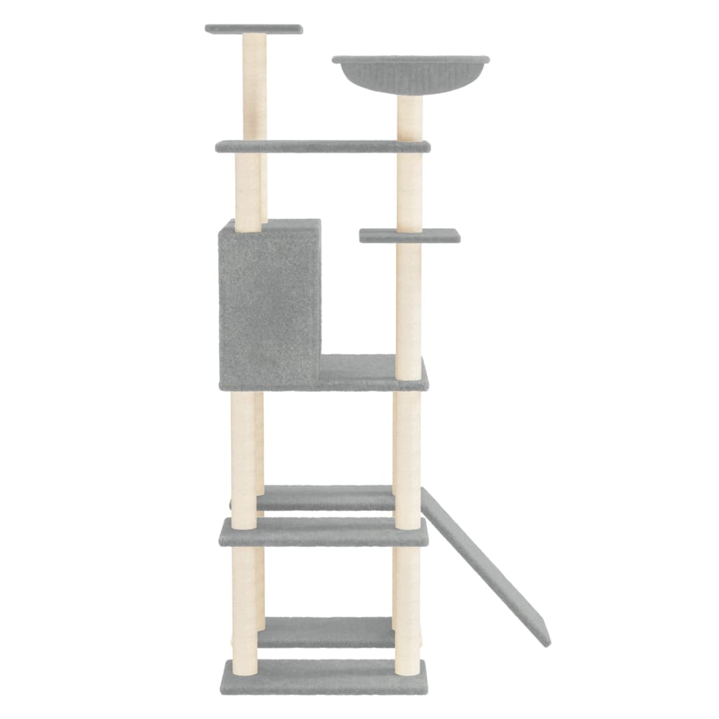 Cat Tree with Sisal Scratching Posts Light Grey 166 cm