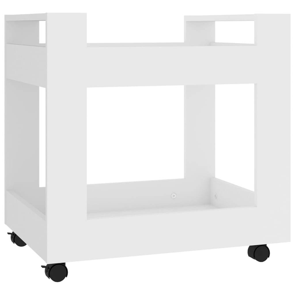 Affordable white desk trolley made of quality engineered wood with utility casters, 60x45x60 cm, offering cheap and valuable office storage.