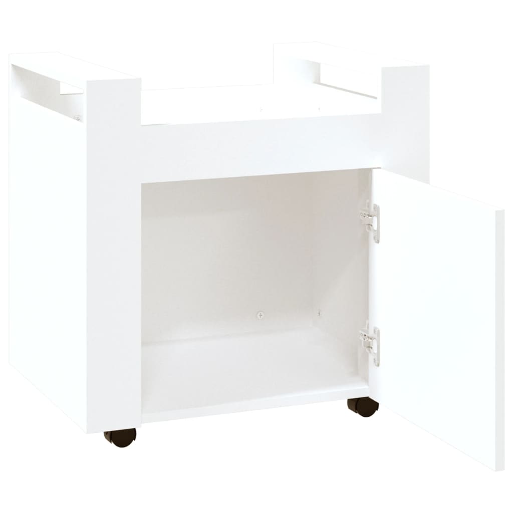 Affordable white desk trolley 60x45x60 cm with utility casters, made from quality engineered wood for cheap and durable office storage solutions.