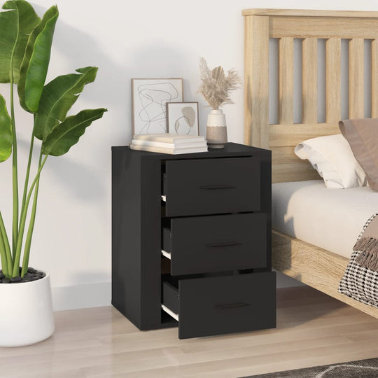 Bedside Cabinet Black 50x36x60 cm Engineered Wood