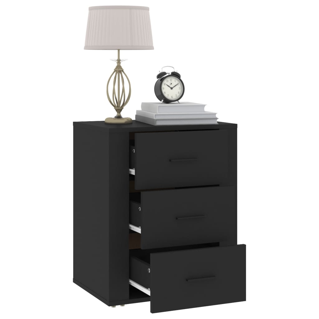 Bedside Cabinet Black 50x36x60 cm Engineered Wood