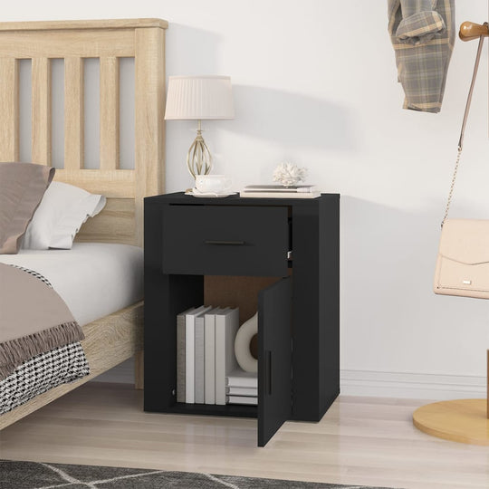 Bedside Cabinet Black 50x36x60 cm Engineered Wood