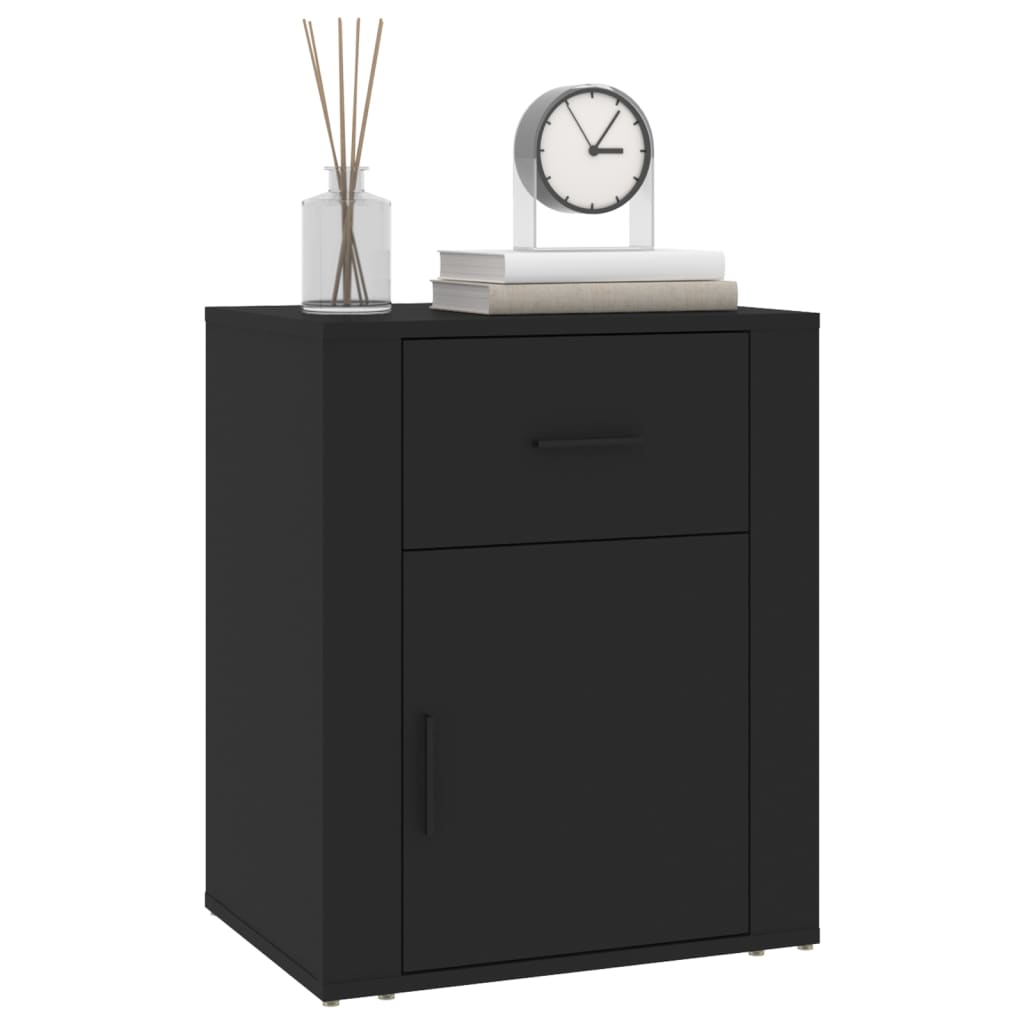 Bedside Cabinet Black 50x36x60 cm Engineered Wood