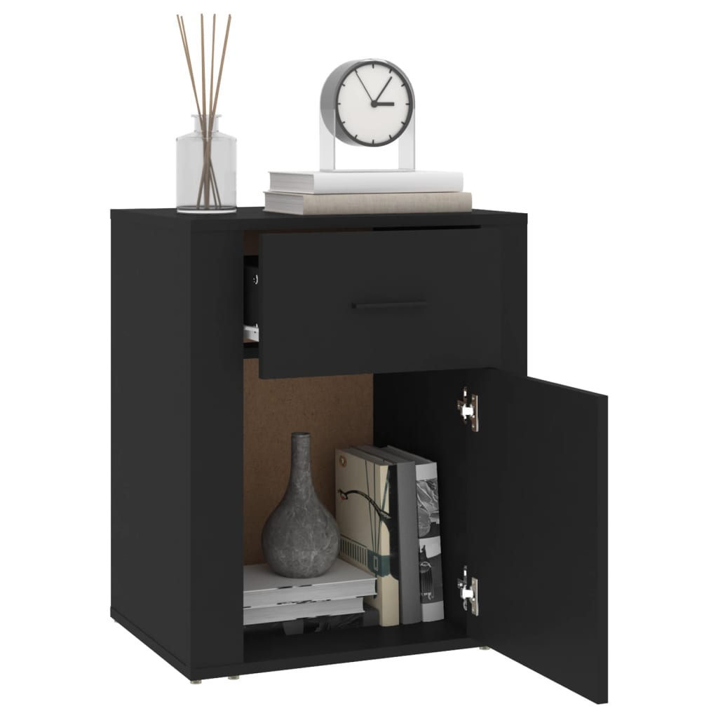 Bedside Cabinet Black 50x36x60 cm Engineered Wood