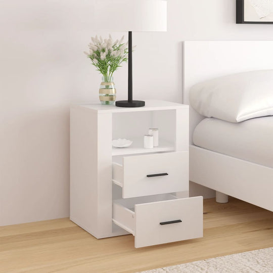 Bedside Cabinet White 50x36x60 cm Engineered Wood