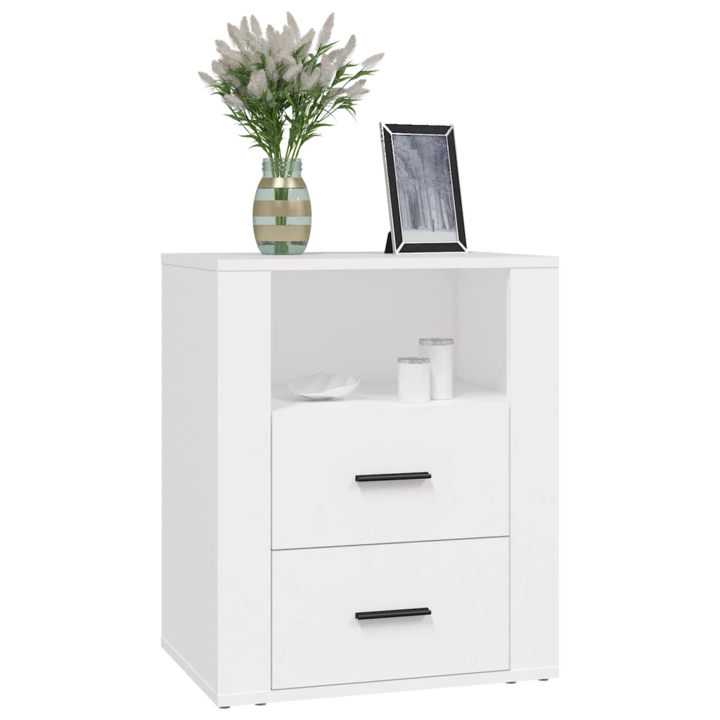 Bedside Cabinet White 50x36x60 cm Engineered Wood