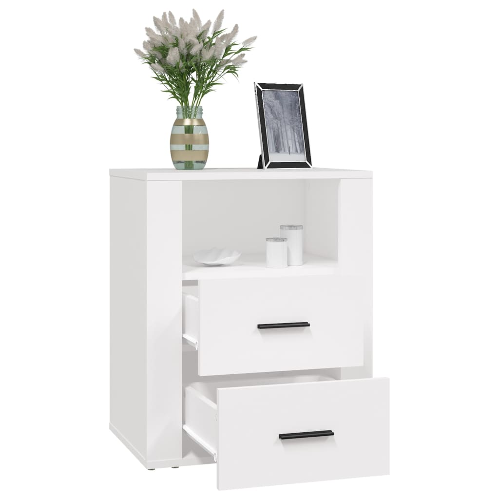 Bedside Cabinet White 50x36x60 cm Engineered Wood