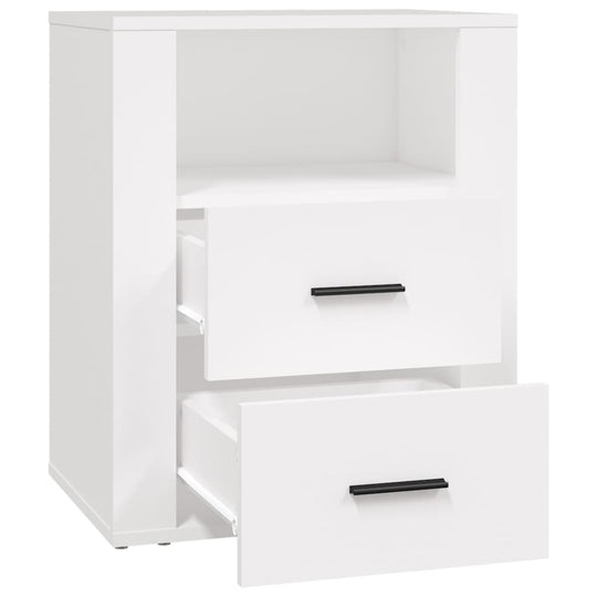 Bedside Cabinet White 50x36x60 cm Engineered Wood