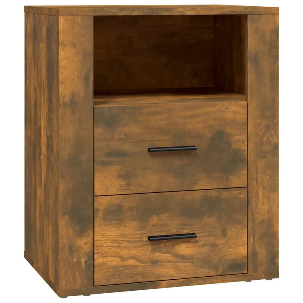 Affordable bedside cabinet in smoked oak finish with 2 drawers and 1 compartment for quality storage and value, measuring 50x36x60 cm.