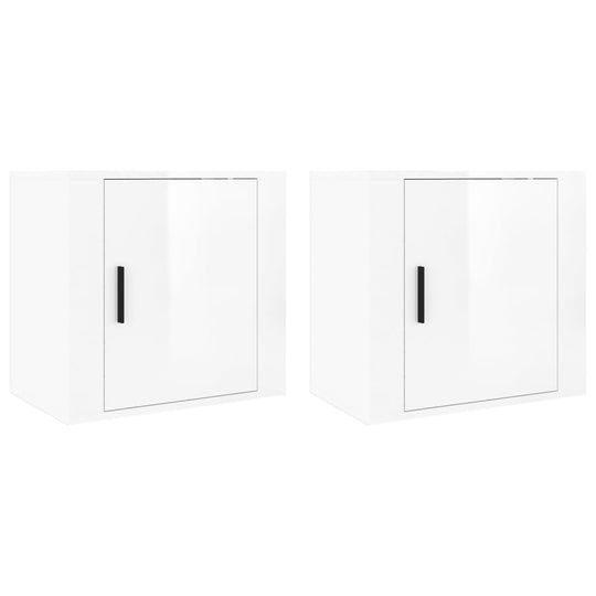 Wall-mounted Bedside Cabinets 2 pcs High Gloss White 50x30x47cm