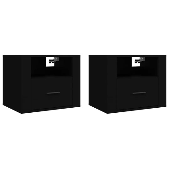 Wall-mounted Bedside Cabinets 2 pcs Black 50x36x40 cm