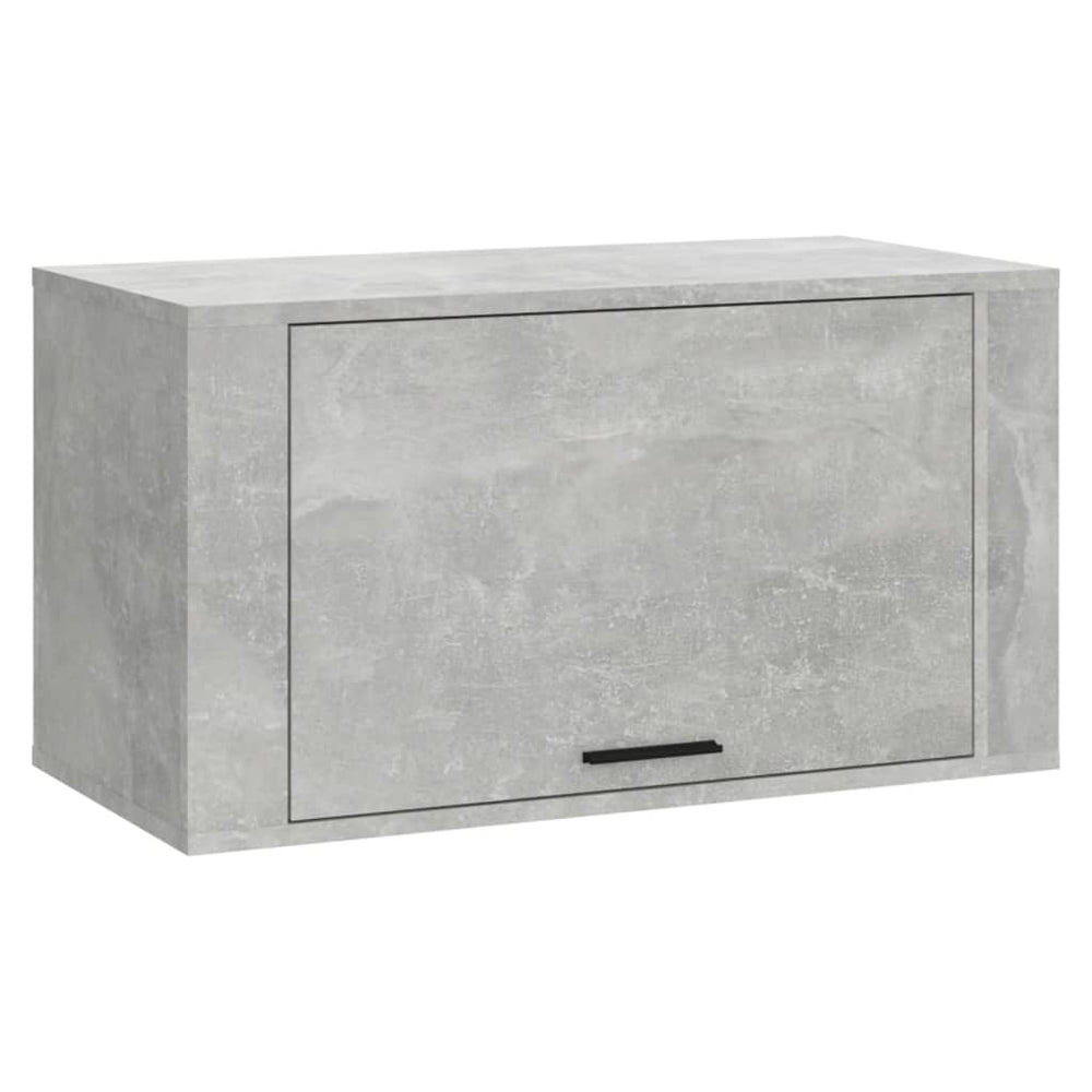 Affordable wall-mounted shoe cabinet in concrete grey engineered wood, 70x35x38 cm, offering quality and ample storage.