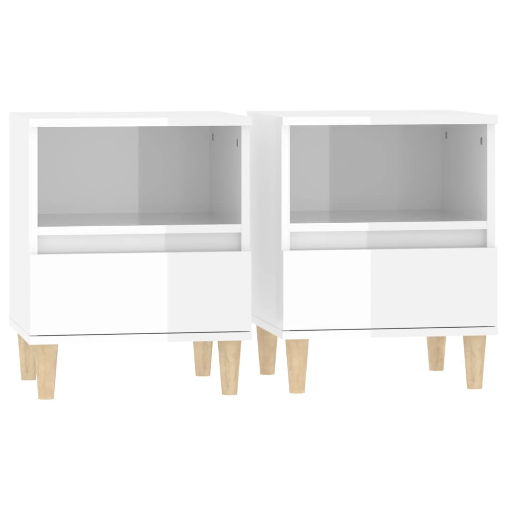 Bedside Cabinets 2 pcs High Gloss White 40x35x50 cm