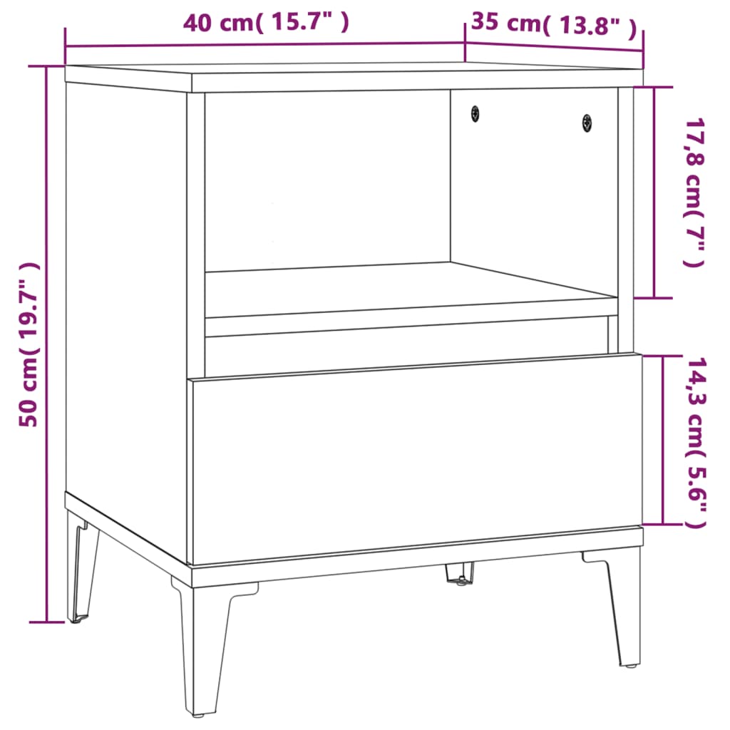 Bedside Cabinets 2 pcs White 40x35x50 cm