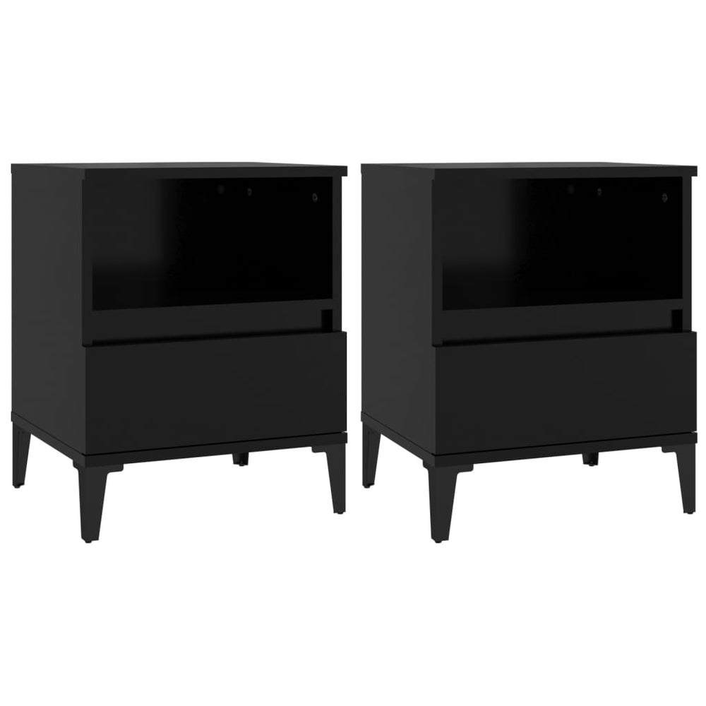 Bedside Cabinets 2 pcs Black 40x35x50 cm