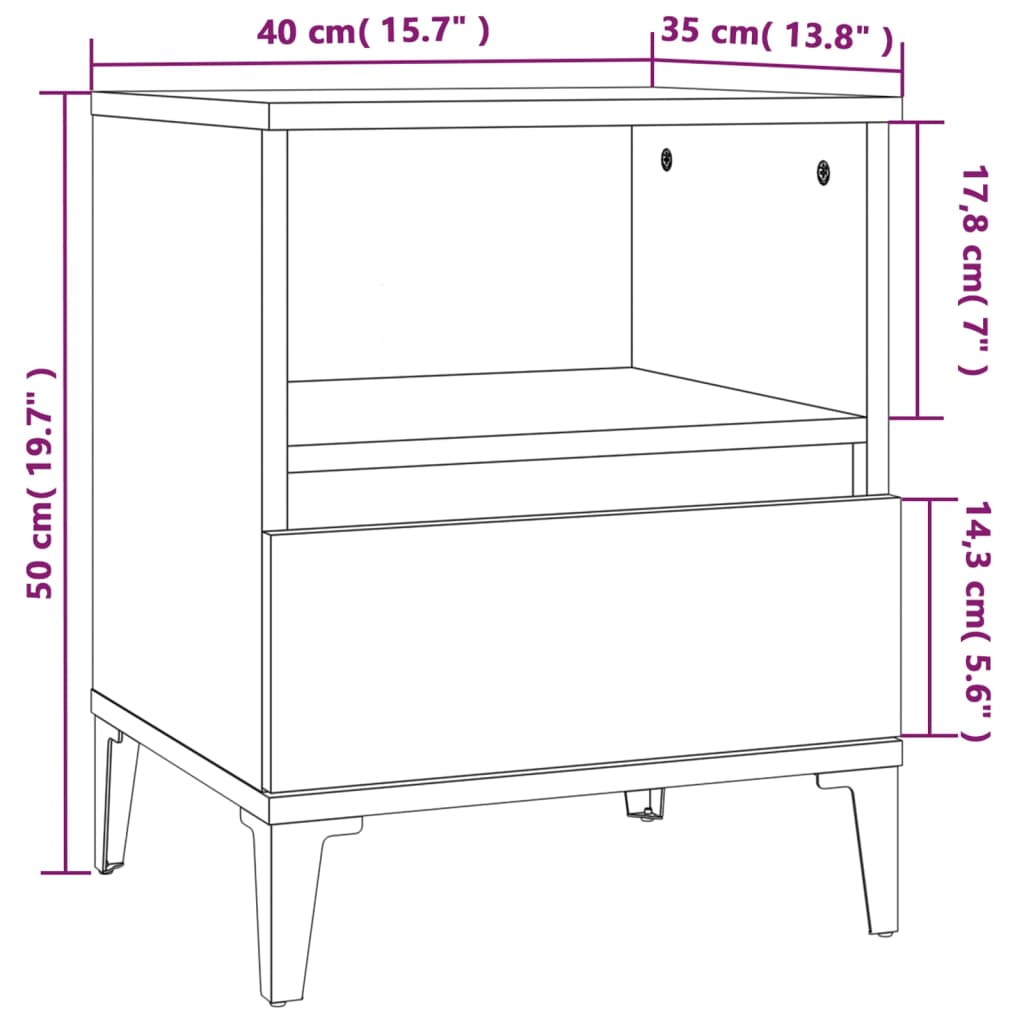 Bedside Cabinets 2 pcs Black 40x35x50 cm