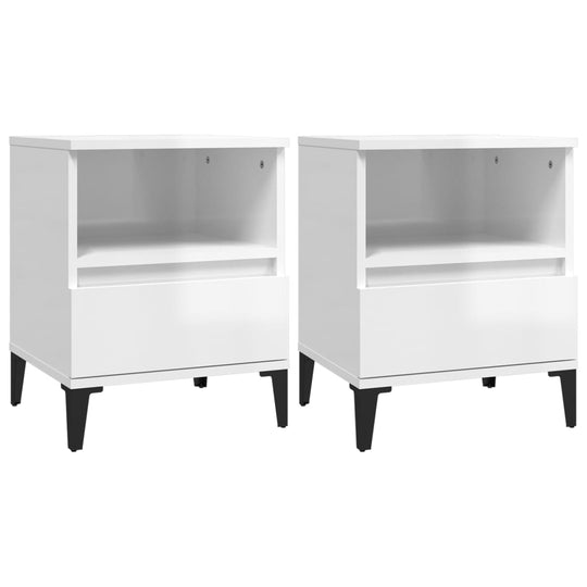 Bedside Cabinets 2 pcs High Gloss White 40x35x50 cm