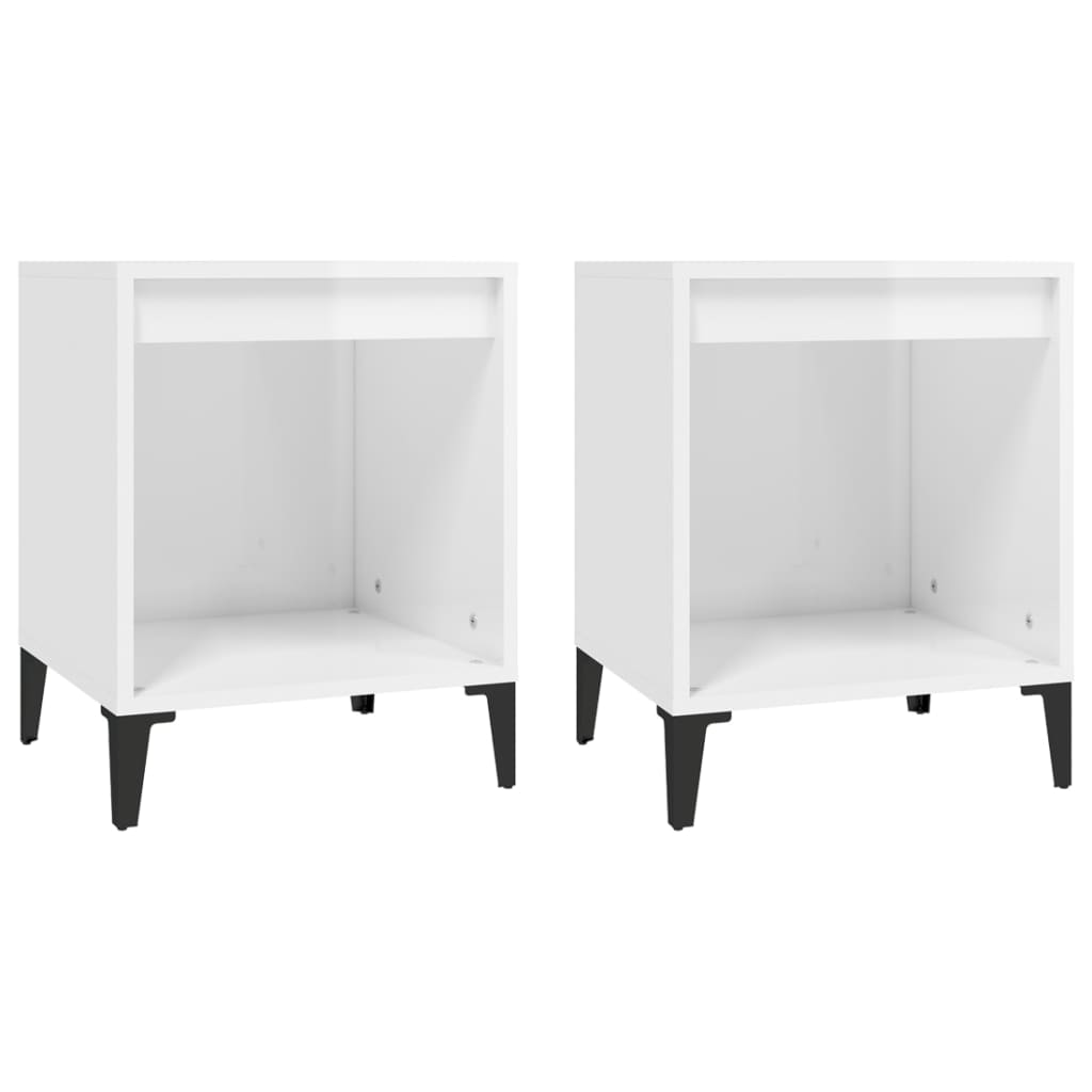 Bedside Cabinets 2 pcs High Gloss White 40x35x50 cm