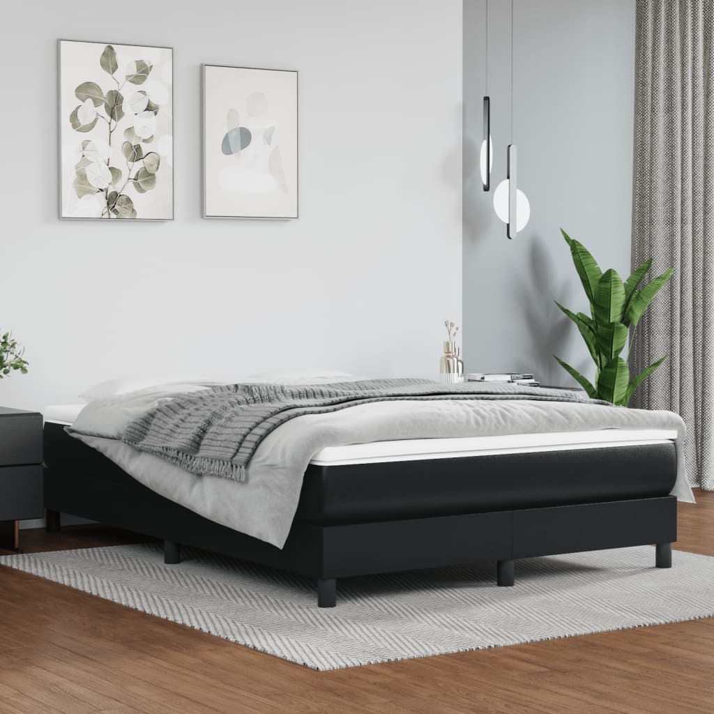 Bed Frame without Mattress Black Double Faux Leather