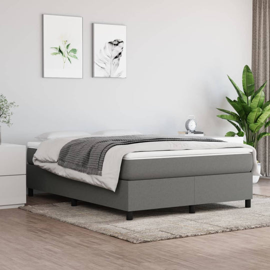 Bed Frame without Mattress Dark Grey Queen Fabric