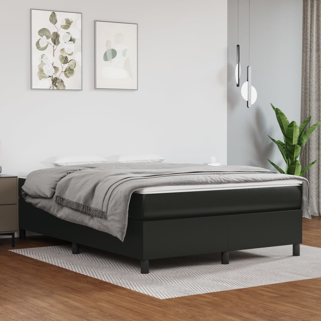 Bed Frame without Mattress Black Double Faux Leather