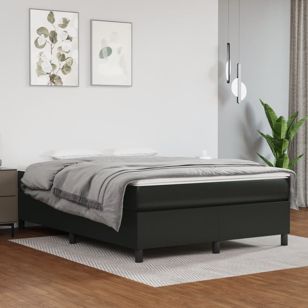 Bed Frame without Mattress Black Queen Faux Leather