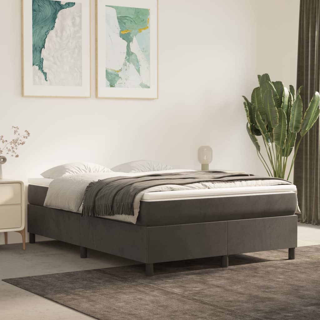 Bed Frame without Mattress Dark Grey Queen Velvet