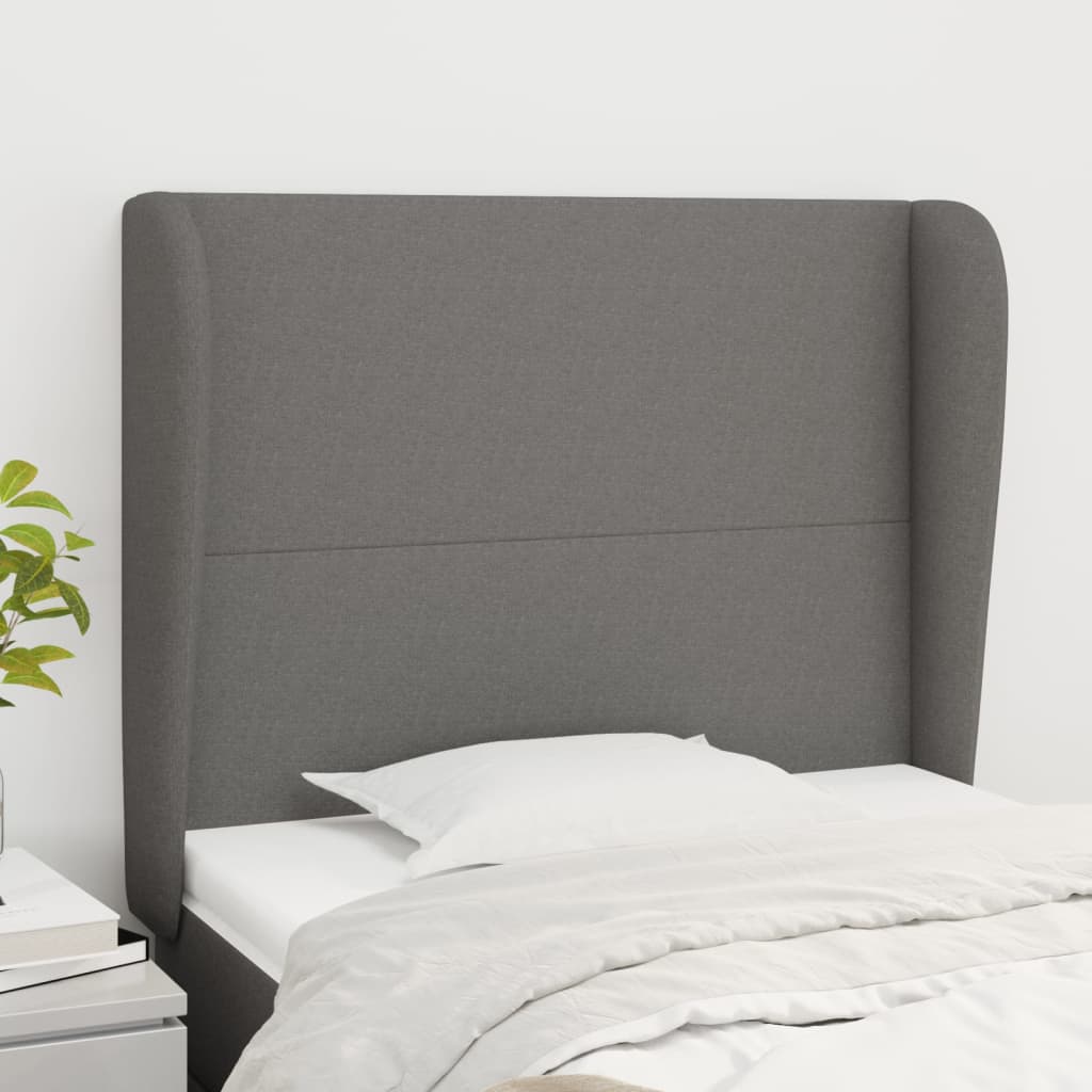 Headboard with Ears Dark Grey 103 cm Fabric