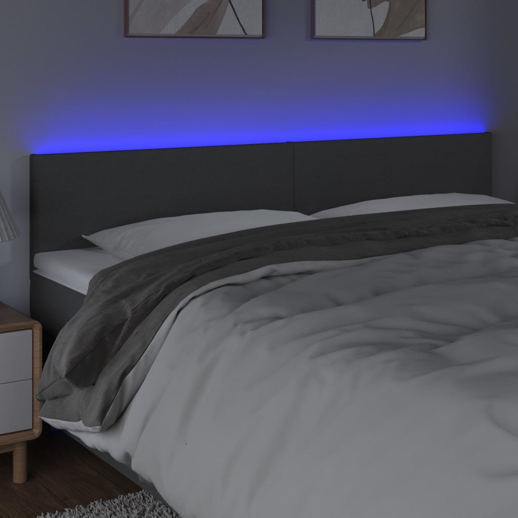 LED Headboard Dark Grey 200 cm Fabric