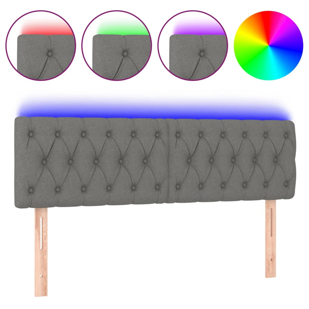 LED Headboard Dark Grey 160 cm Fabric